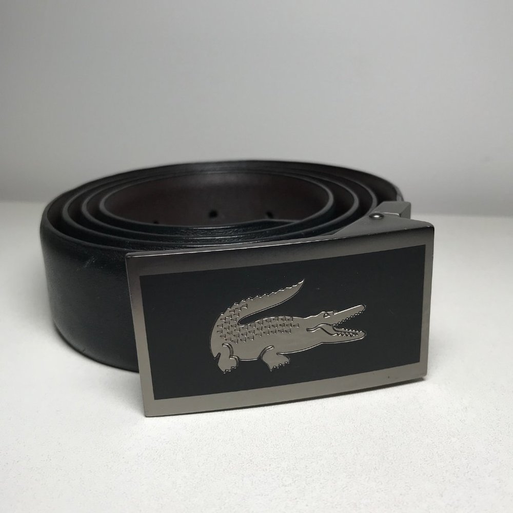 Lacoste Men's Plate Buckle Leather Belt